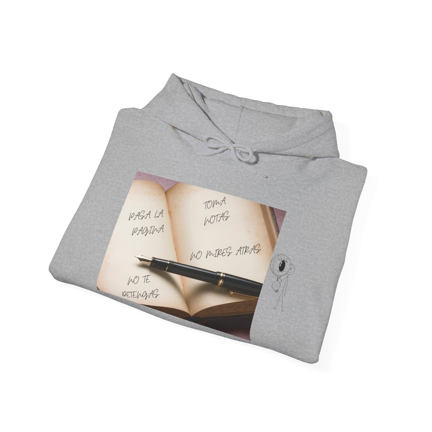 PASA LA PAGINA Inspirational Unisex Hoodie, Motivational Sweatshirt, Cozy Gift for Students, Printable Hoodie, Note-Taking Style