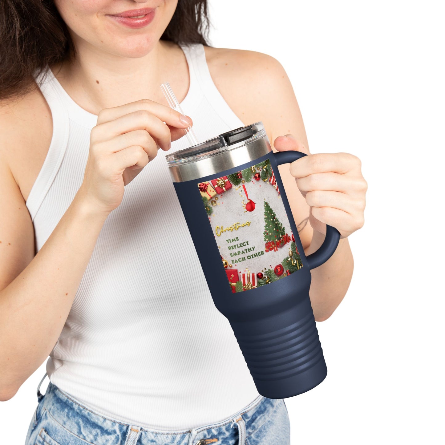 Holiday Insulated Travel Mug, 40oz | Christmas Gift, Travel Coffee Cup, Winter Drinkware, Reusable Mug, Eco-Friendly Beverage Container