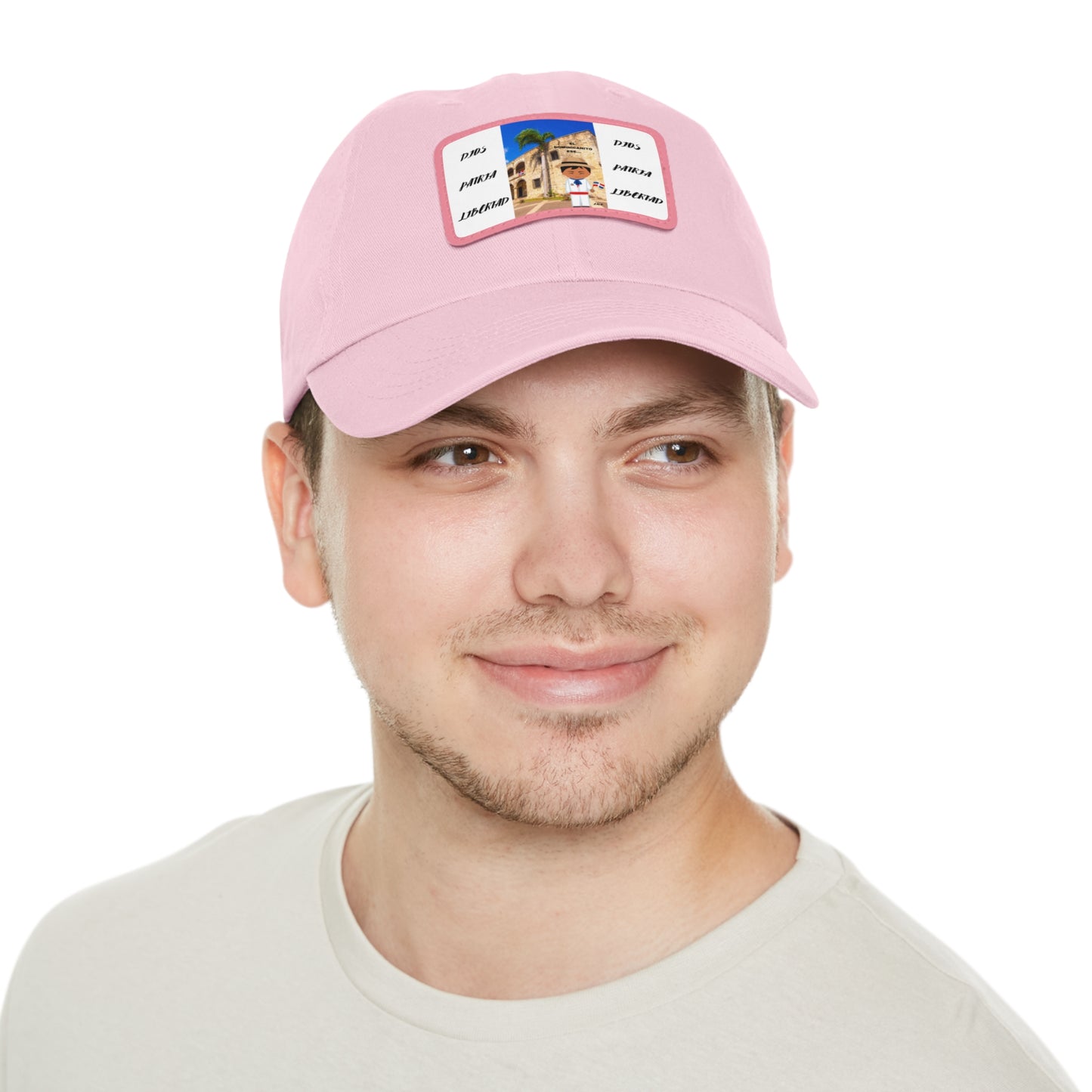DIOS PATRIA LIBERTAD EL DOMINICANITO ESE Dad Hat with Leather Patch (Rectangle)