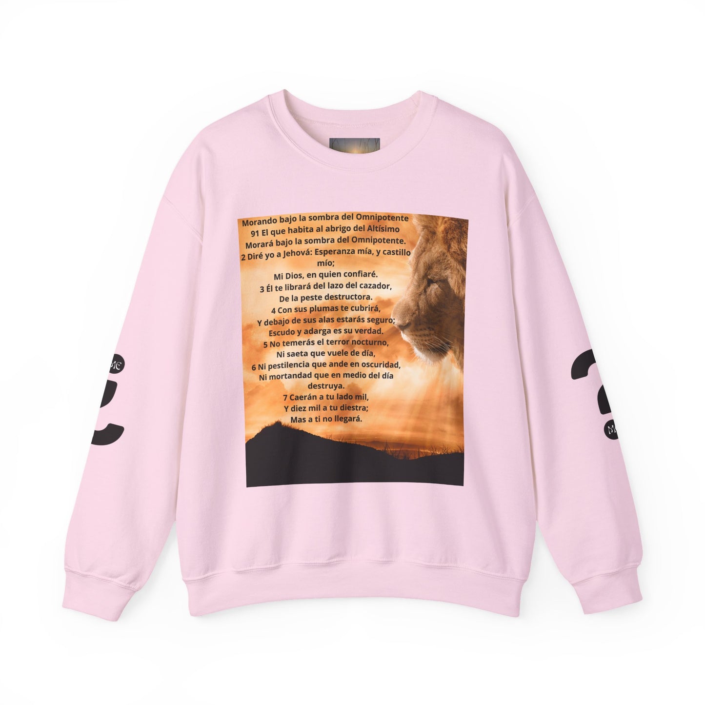 SALMO 91 Inspirational Lion Sweatshirt, Crewneck Sweater, Motivational Gift, Unisex Fashion, Animal Lover Apparel, Cozy Everyday Wear