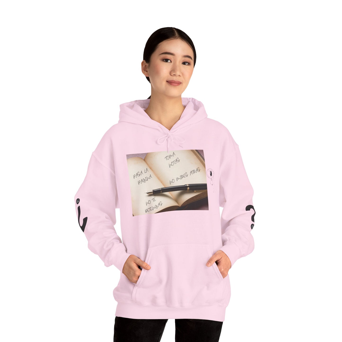 PASA LA PAGINA Inspirational Unisex Hoodie, Motivational Sweatshirt, Cozy Gift for Students, Printable Hoodie, Note-Taking Style