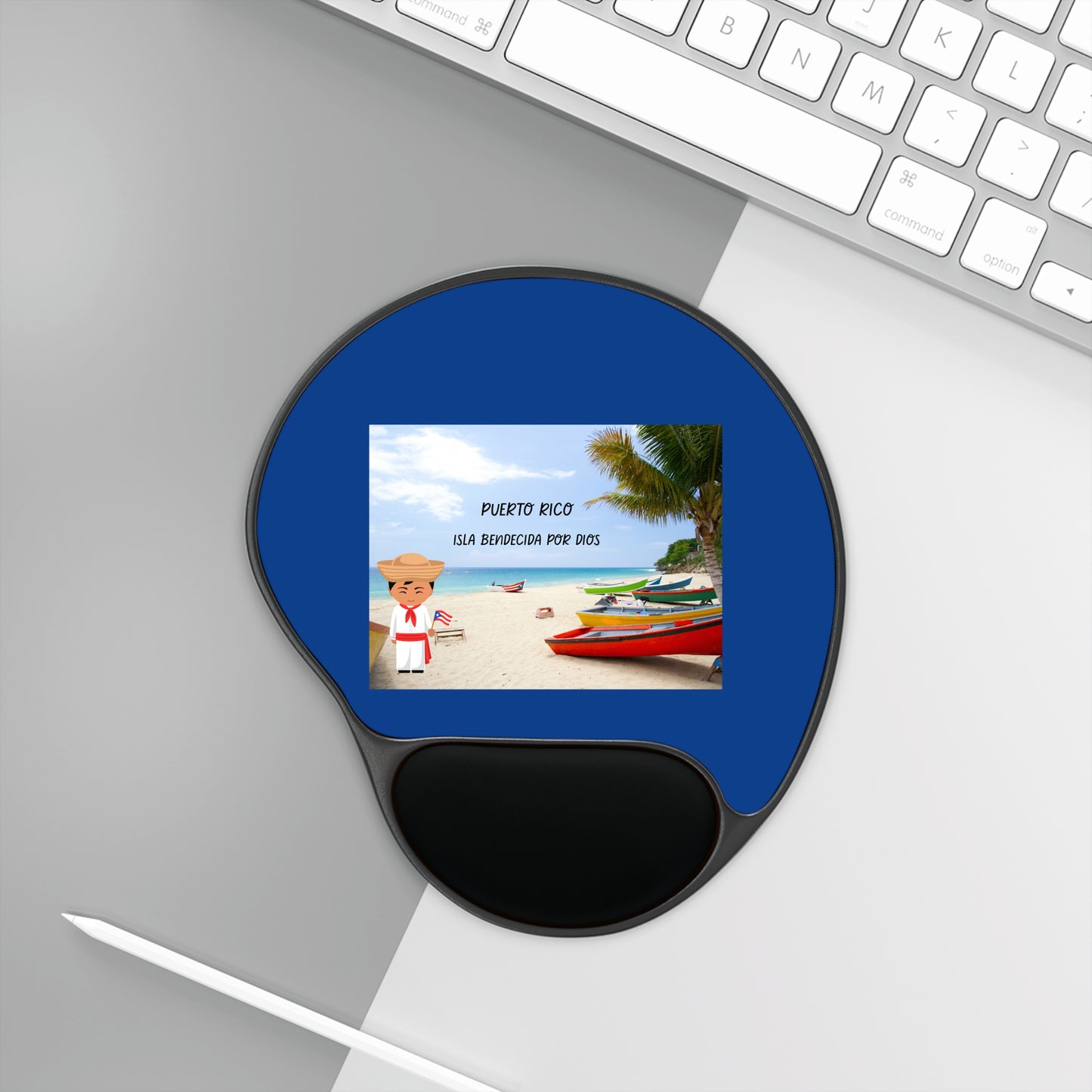 Puerto Rico Mouse Pad With Wrist Rest - Fun Beach Design, Office Gift, Ergonomic Mousepad, Tropical Decor, Unique Desk Accessories