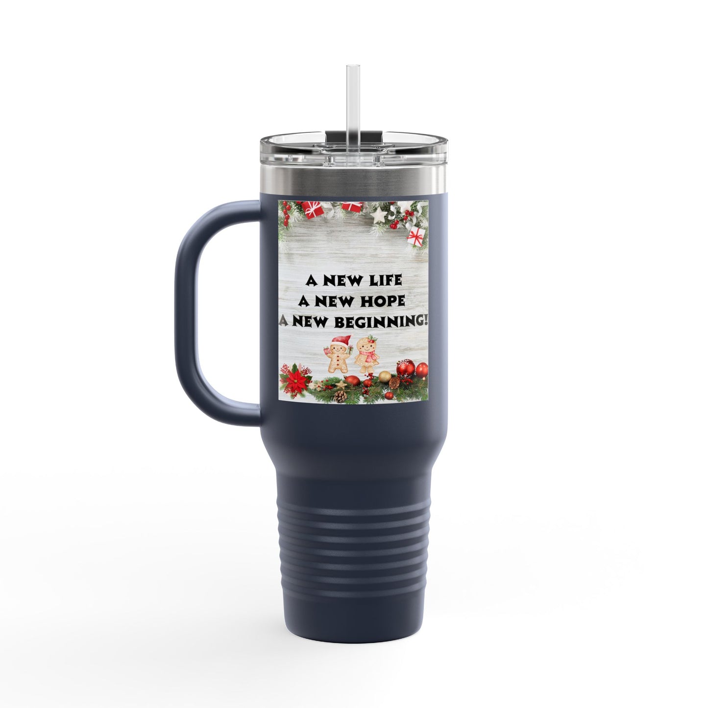 Holiday Insulated Travel Mug, 40oz | Christmas Gift, Travel Coffee Cup, Winter Drinkware, Reusable Mug, Eco-Friendly Beverage Container