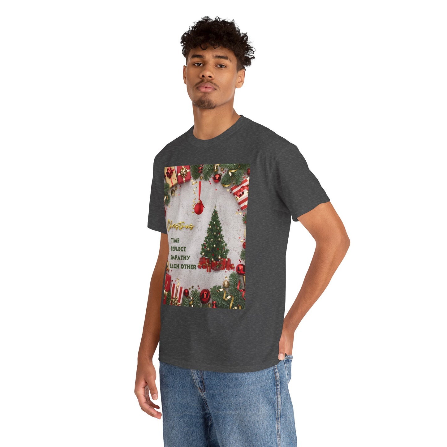 Christmas-Themed Unisex Heavy Cotton Tee, Holiday Gift, Festive Apparel, Family Gatherings, New Year Celebrations, Cute Christmas Shirt