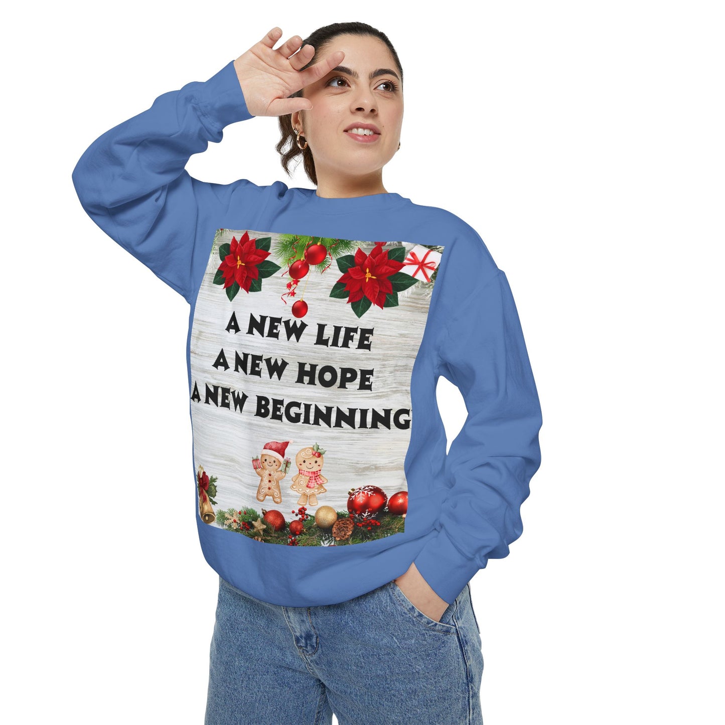 Cozy Holiday Sweatshirt - A New Life, New Hope, New Beginning, Christmas Gift, Unisex Apparel, Festive Wear, Winter Fashion