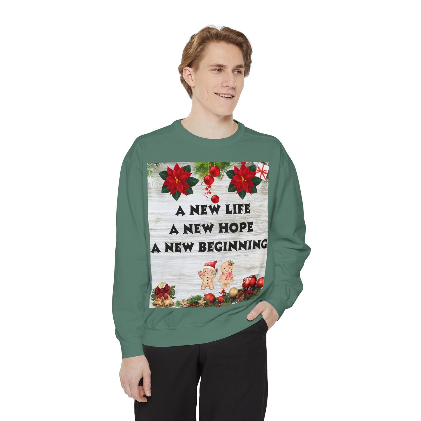 Cozy Holiday Sweatshirt - A New Life, New Hope, New Beginning, Christmas Gift, Unisex Apparel, Festive Wear, Winter Fashion