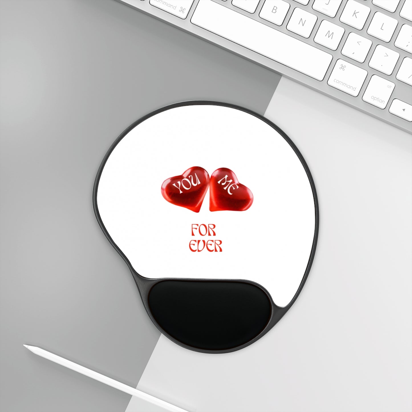 YOU ME FOR EVER Personalized Mouse Pad with Wrist Rest for Couples, Cute Desk Decor, Valentine's Gift, Office Accessories, You & Me Design