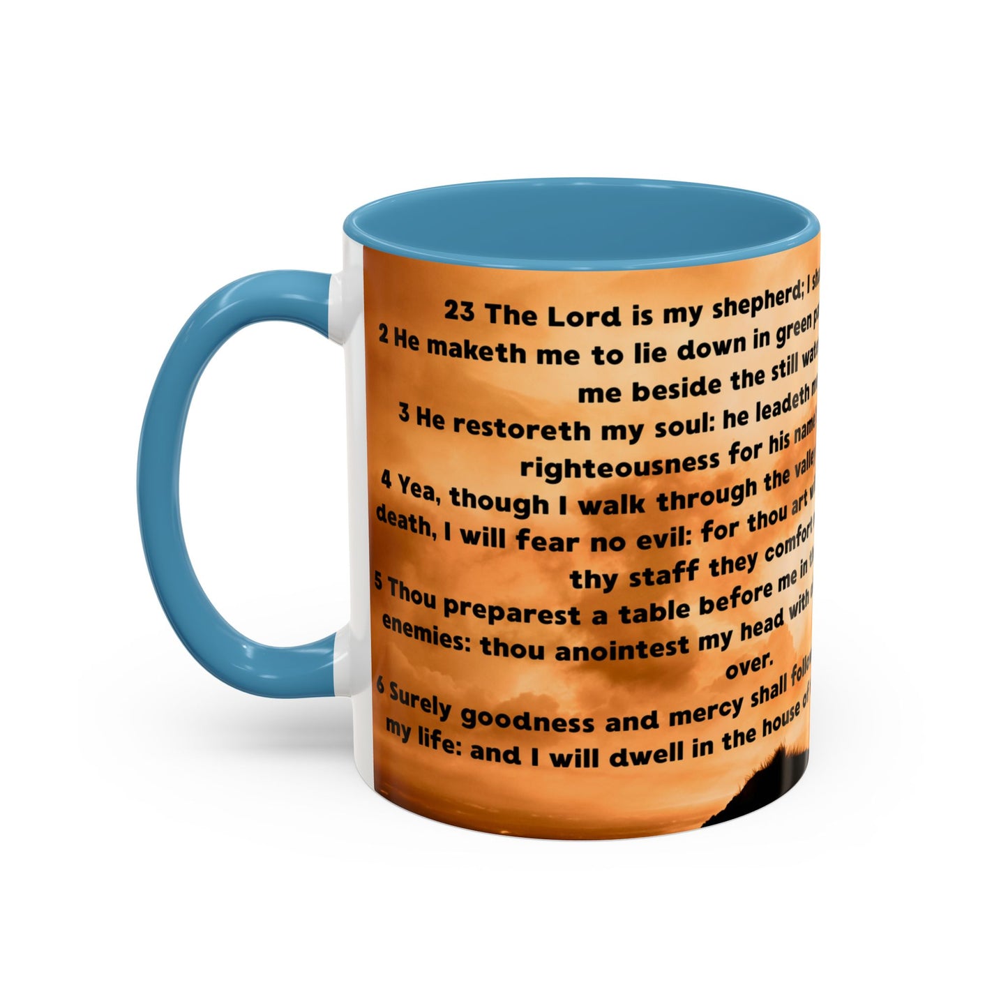 PSALM 23 Inspirational Coffee Mug with Lion Design, Spiritual Gift for Her, Housewarming Present, Faith-Based Kitchen Decor