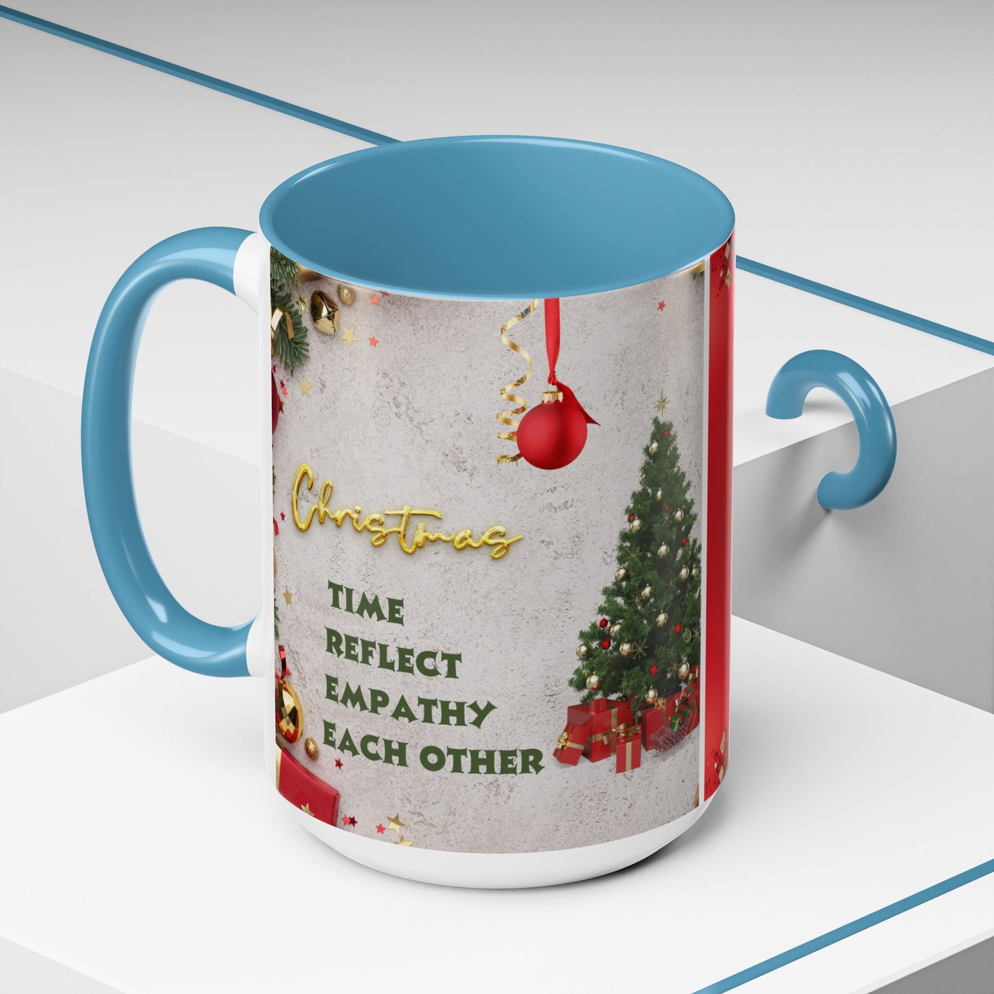 Festive Accent Coffee Mug for New Beginnings, Holiday Gift for Friends, Christmas Celebration, Unique Home Decor, Motivational Drinkware