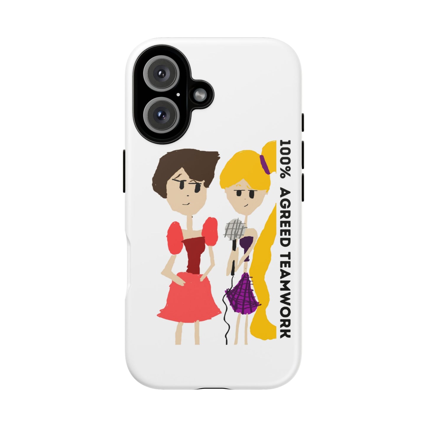 100% AGREED TEAM WORK ISAAC IYER ARTS Fun Phone Case for Teamwork Lovers, Cute Teamwork Phone Cover, Positive Vibes Case for Friendship, Gift for Collaboration