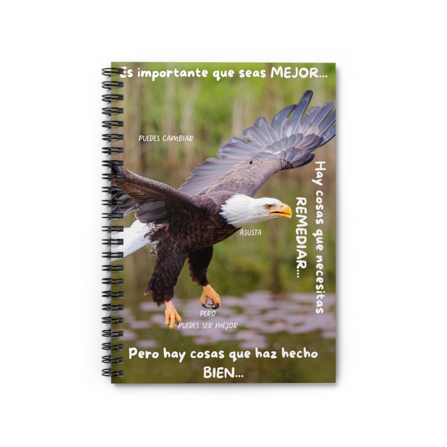 ES IMPORTANTE PUEDES CAMBIAR Inspirational Eagle Spiral Notebook for Goal Setting, Journaling, Writing, Gifts, Motivational Quotes