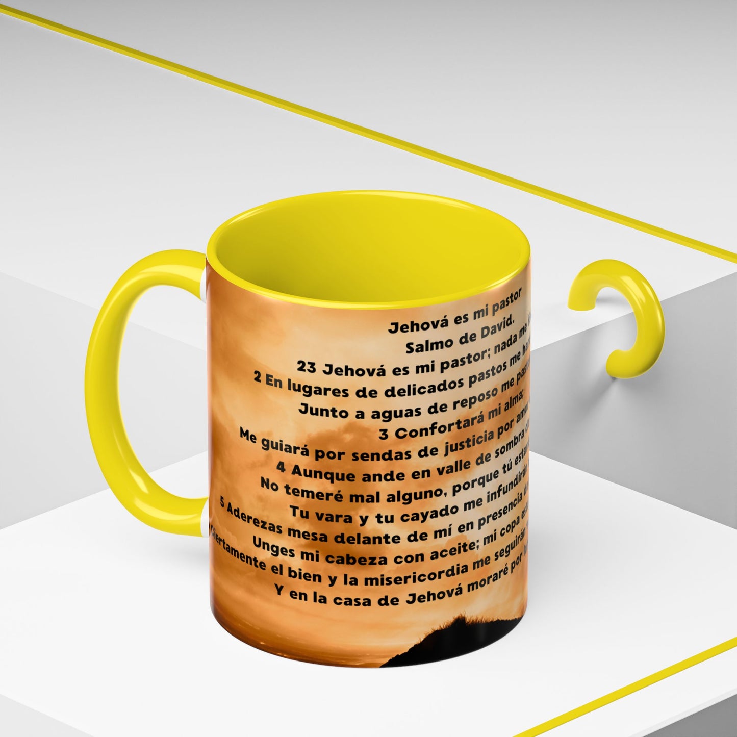 SALMO 23 Inspirational Lion Coffee Mug - Faith, Spirituality, Gift for Him/Her, Motivational Drinkware, Religious Home Decor