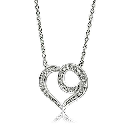 Rhodium Brass Necklace with AAA Grade CZ in Clear