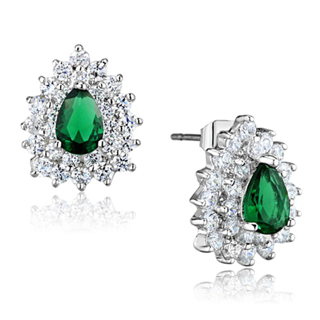 Rhodium Brass Earrings with Synthetic Synthetic Glass in