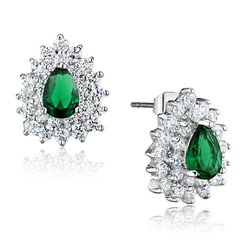 Rhodium Brass Earrings with Synthetic Synthetic Glass in
