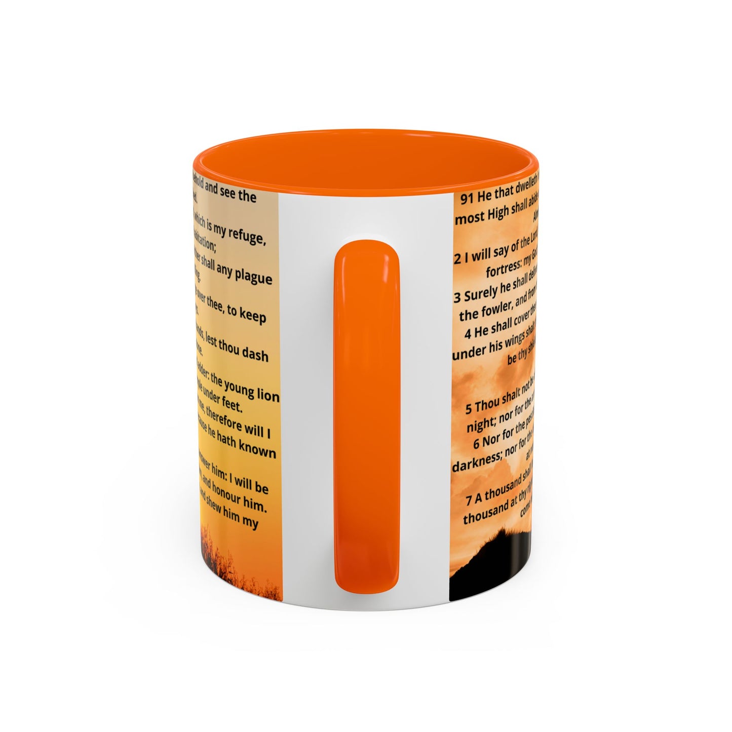 PSALM 91 Inspirational Lion Accent Coffee Mug | Motivational Gift, Scripture Mug, Unique Home Decor, Faith-Based Coffee Cup, Lion Design