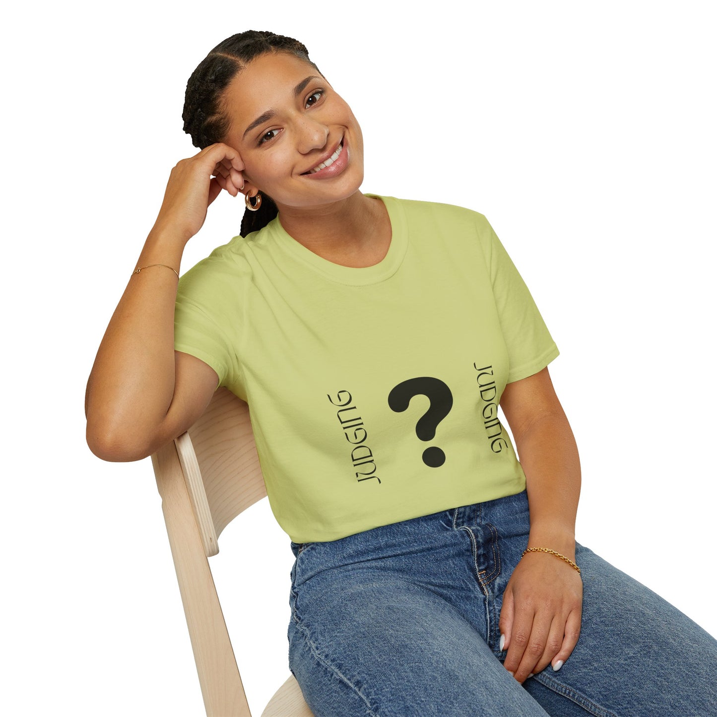 JUDGING Whimsical Unisex T-Shirt with Playful Door Design - Fun Gift for Friends, Casual Wear, Birthday Surprise, Everyday Humor, Quirky Style