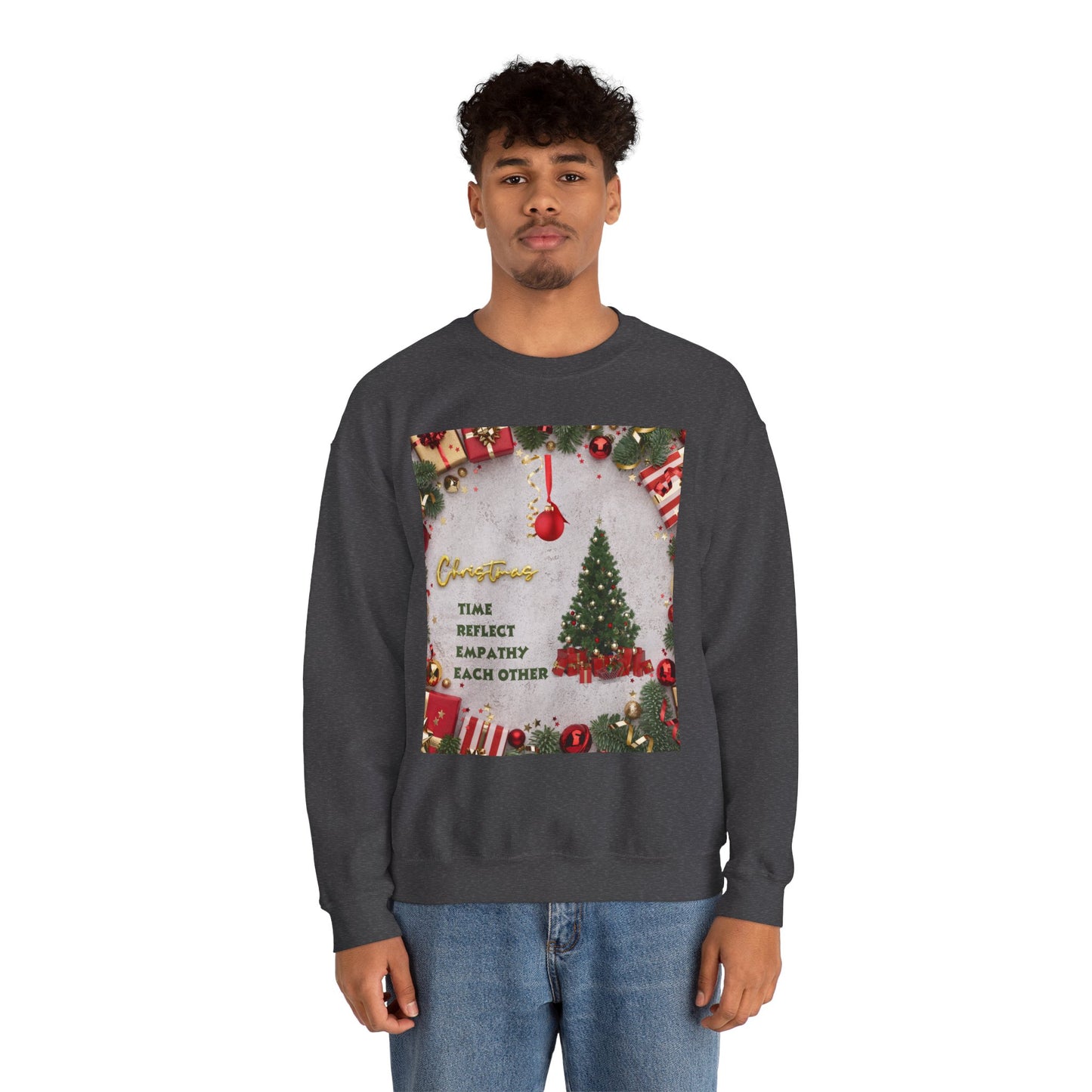 Cozy Christmas Sweatshirt - Reflect Empathy & Be A New You, Holiday Gift, Winter Fashion, Christmas Celebration, Unisex Crewneck