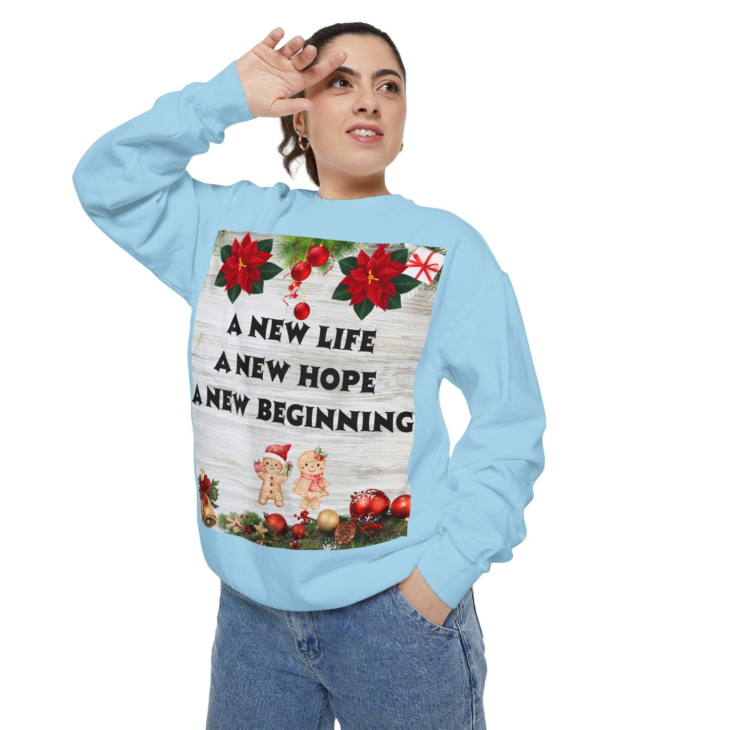Cozy Holiday Sweatshirt - A New Life, New Hope, New Beginning, Christmas Gift, Unisex Apparel, Festive Wear, Winter Fashion