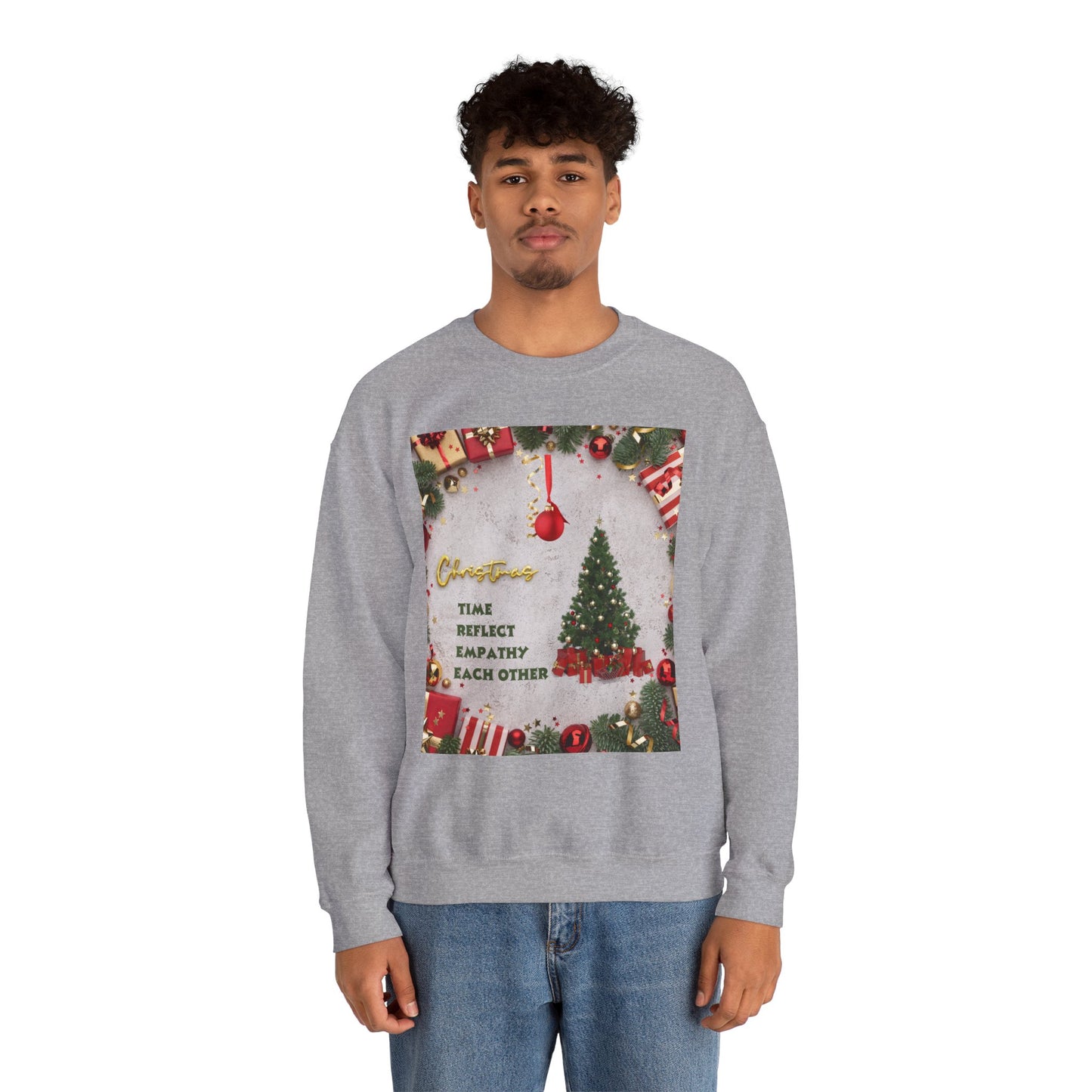 Cozy Christmas Sweatshirt - Reflect Empathy & Be A New You, Holiday Gift, Winter Fashion, Christmas Celebration, Unisex Crewneck
