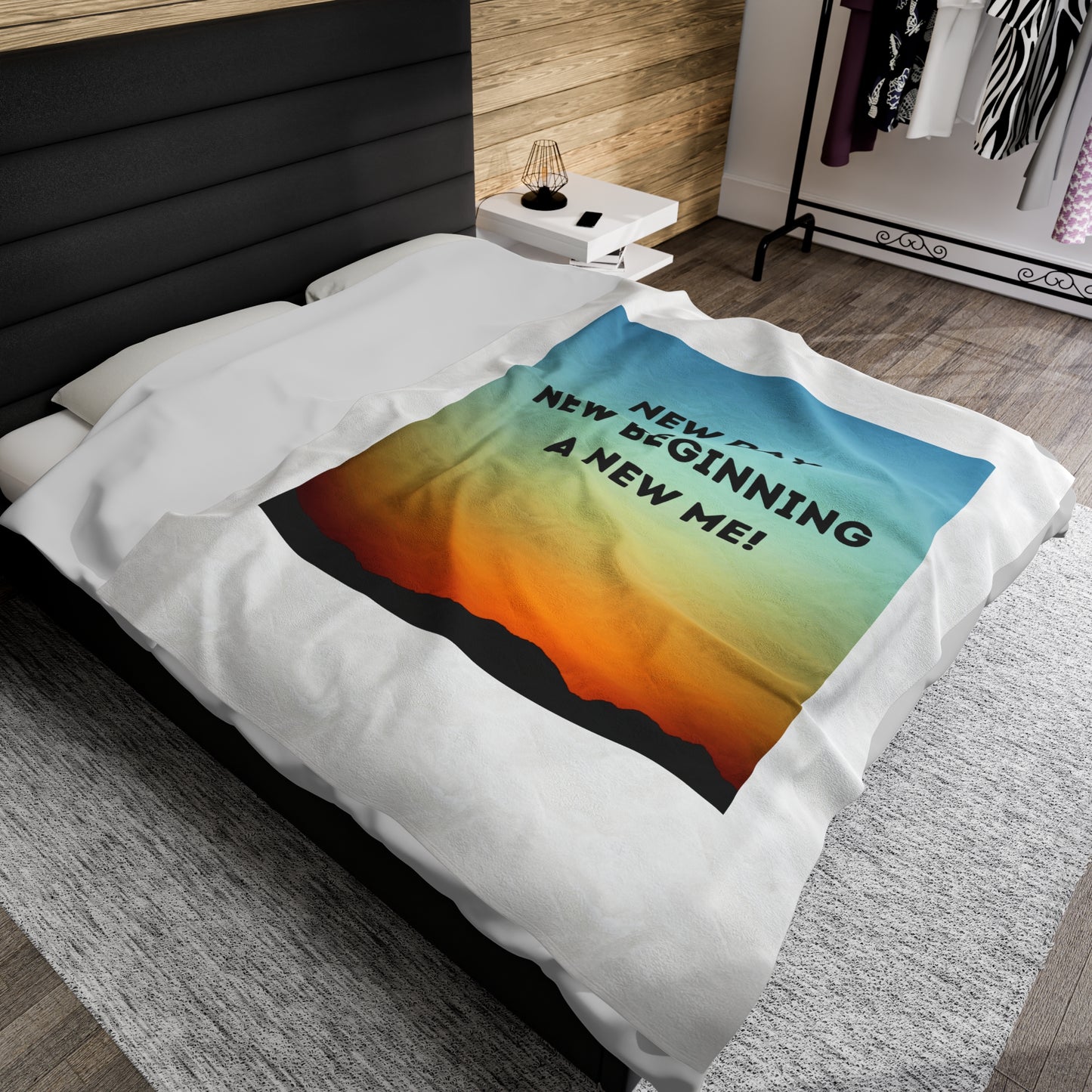 NEW DAY NEW BEGINNING A NEW ME Velveteen Plush Blanket
