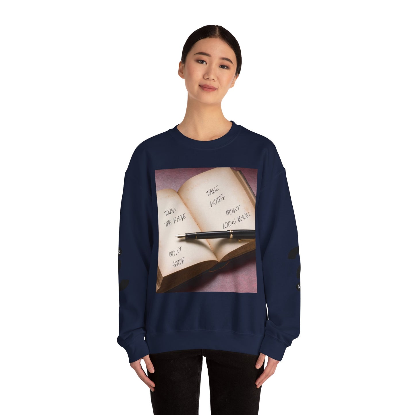 TURN THE PAGE Inspirational Sweatshirt for Note-Takers, Cozy Crewneck, Motivational Gift, Book Lovers, Back-to-School Apparel