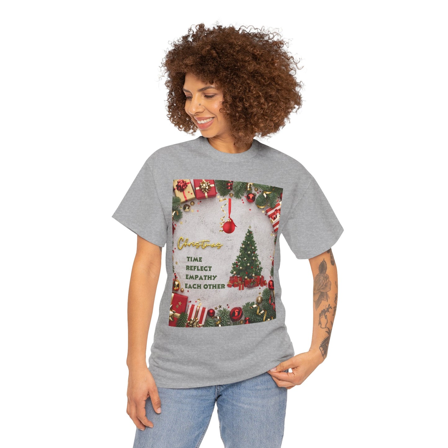Christmas-Themed Unisex Heavy Cotton Tee, Holiday Gift, Festive Apparel, Family Gatherings, New Year Celebrations, Cute Christmas Shirt