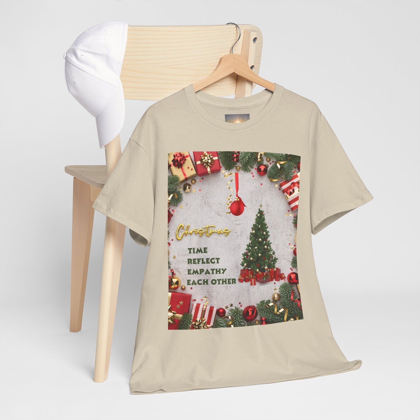 Christmas-Themed Unisex Heavy Cotton Tee, Holiday Gift, Festive Apparel, Family Gatherings, New Year Celebrations, Cute Christmas Shirt