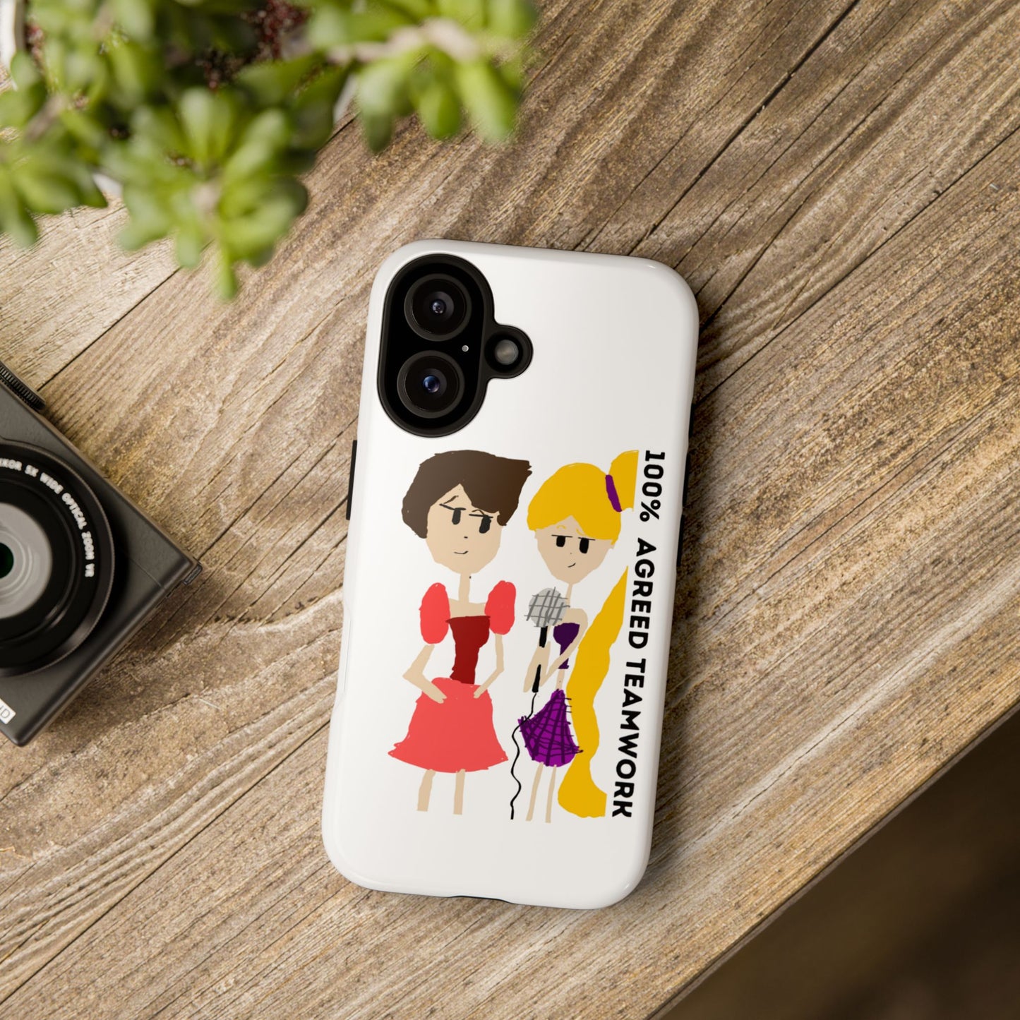 100% AGREED TEAM WORK ISAAC IYER ARTS Fun Phone Case for Teamwork Lovers, Cute Teamwork Phone Cover, Positive Vibes Case for Friendship, Gift for Collaboration