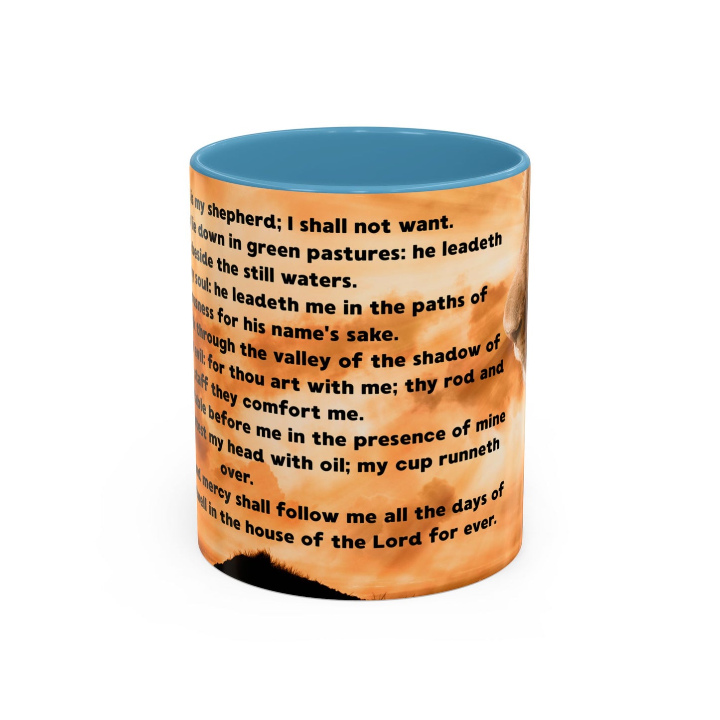 PSALM 23 Inspirational Coffee Mug with Lion Design, Spiritual Gift for Her, Housewarming Present, Faith-Based Kitchen Decor