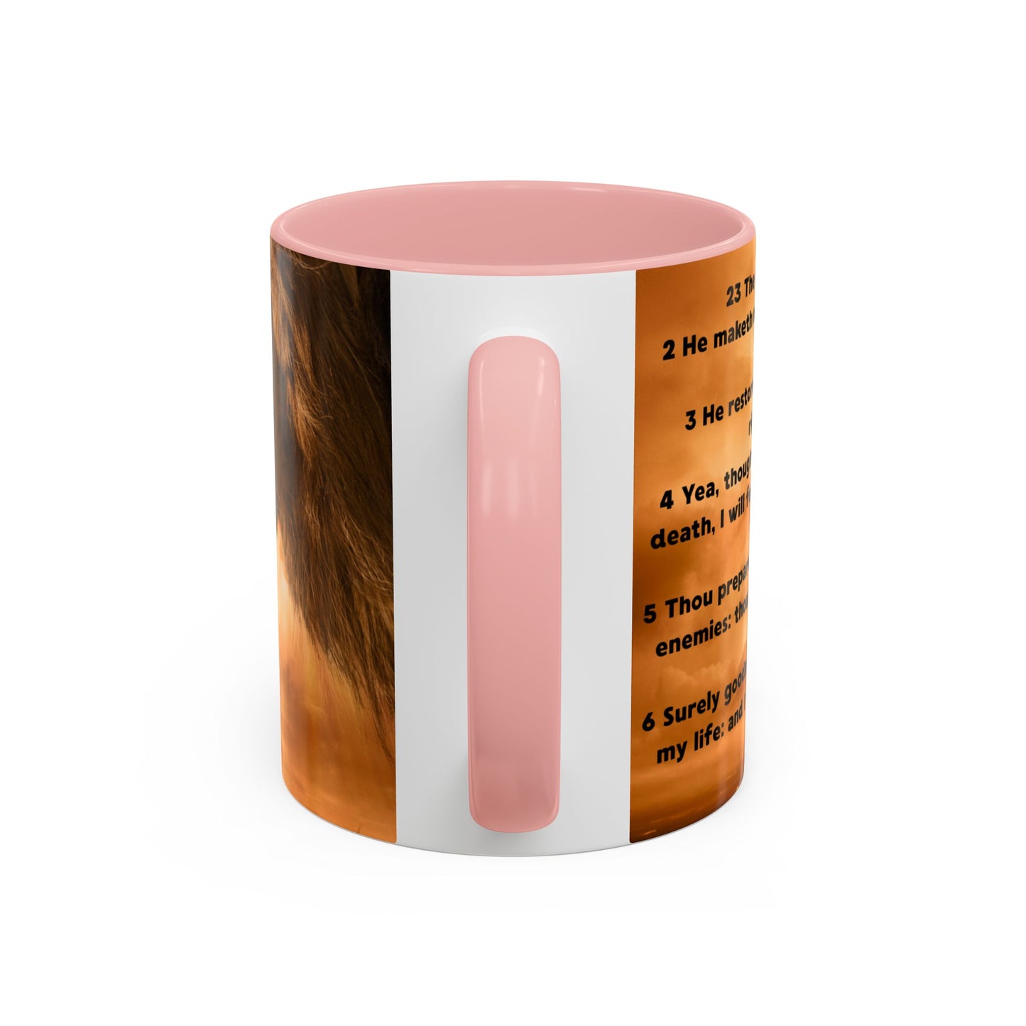 PSALM 23 Inspirational Coffee Mug with Lion Design, Spiritual Gift for Her, Housewarming Present, Faith-Based Kitchen Decor