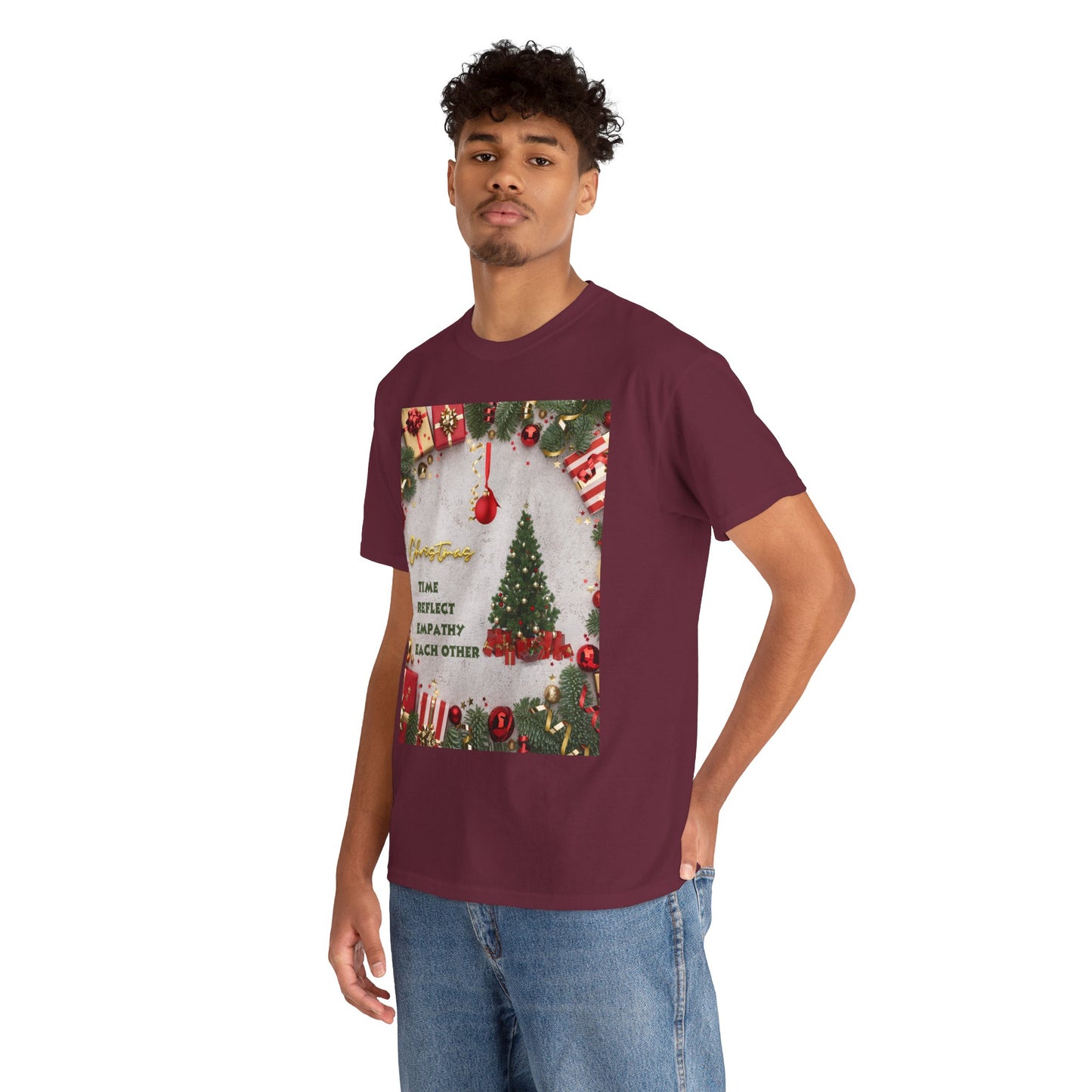Christmas-Themed Unisex Heavy Cotton Tee, Holiday Gift, Festive Apparel, Family Gatherings, New Year Celebrations, Cute Christmas Shirt