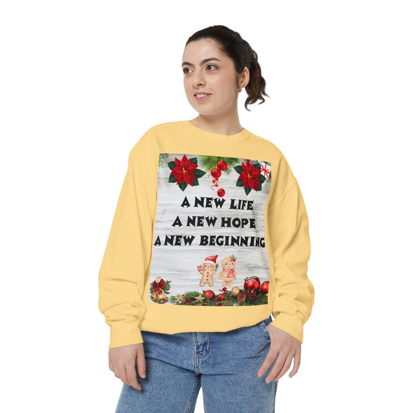 Cozy Holiday Sweatshirt - A New Life, New Hope, New Beginning, Christmas Gift, Unisex Apparel, Festive Wear, Winter Fashion
