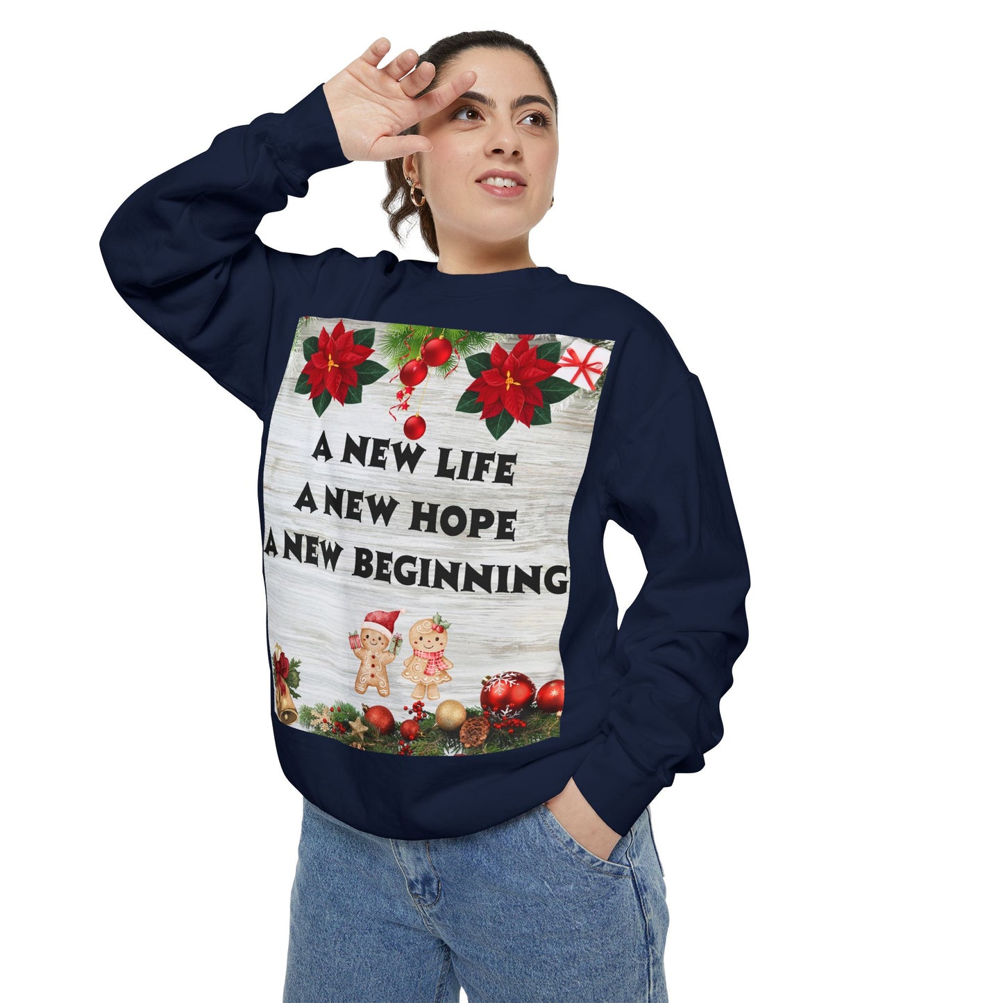 Cozy Holiday Sweatshirt - A New Life, New Hope, New Beginning, Christmas Gift, Unisex Apparel, Festive Wear, Winter Fashion