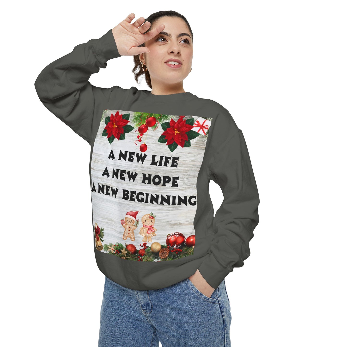 Cozy Holiday Sweatshirt - A New Life, New Hope, New Beginning, Christmas Gift, Unisex Apparel, Festive Wear, Winter Fashion