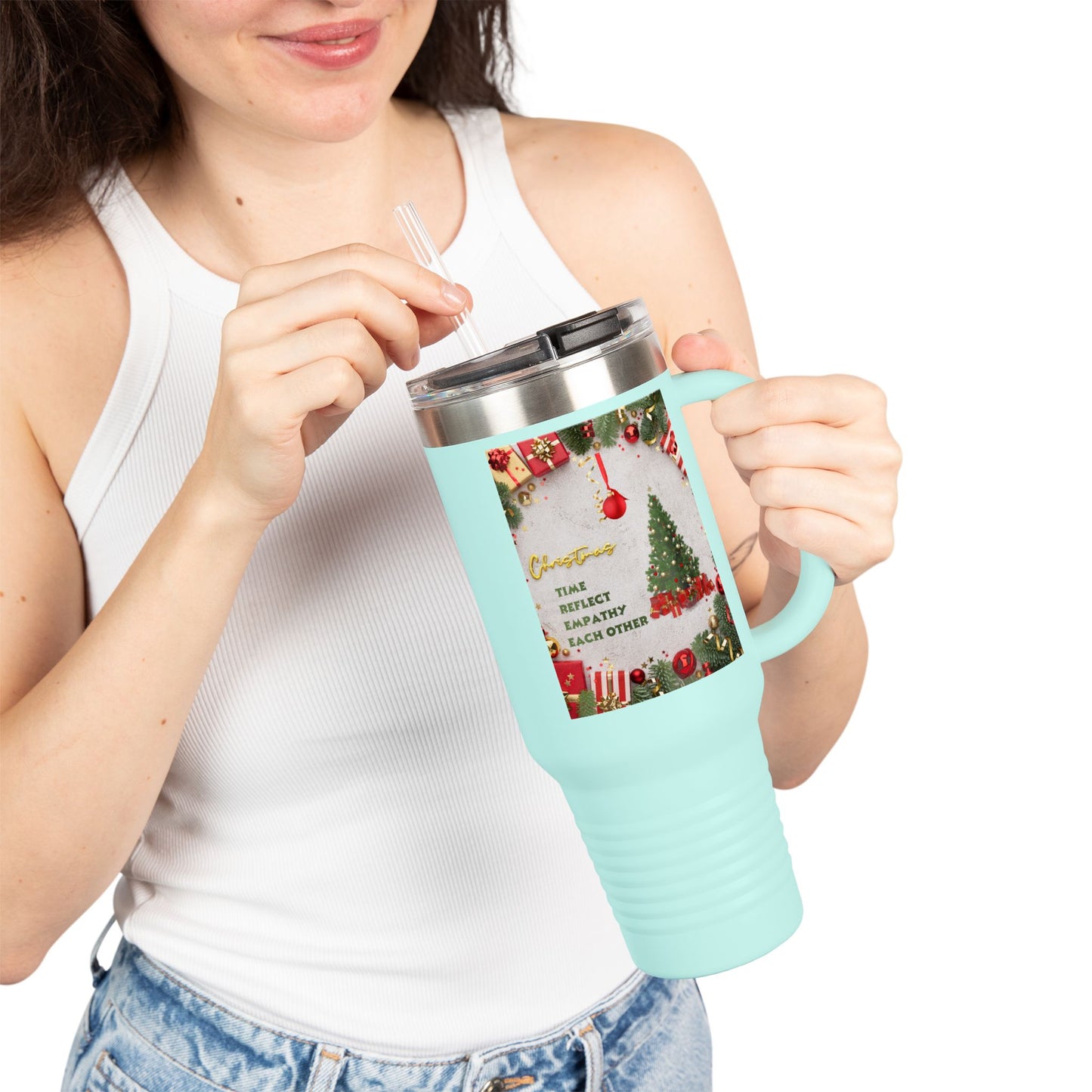 Holiday Insulated Travel Mug, 40oz | Christmas Gift, Travel Coffee Cup, Winter Drinkware, Reusable Mug, Eco-Friendly Beverage Container