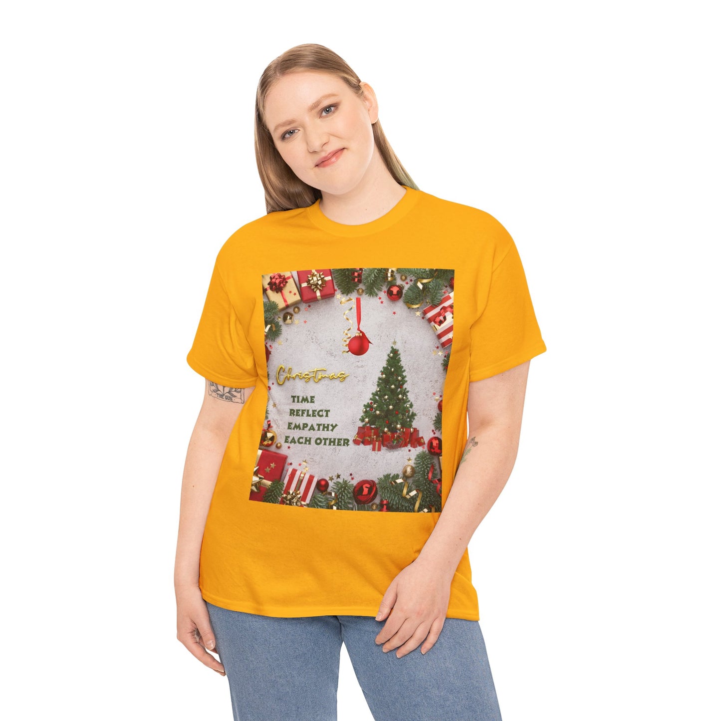 Christmas-Themed Unisex Heavy Cotton Tee, Holiday Gift, Festive Apparel, Family Gatherings, New Year Celebrations, Cute Christmas Shirt