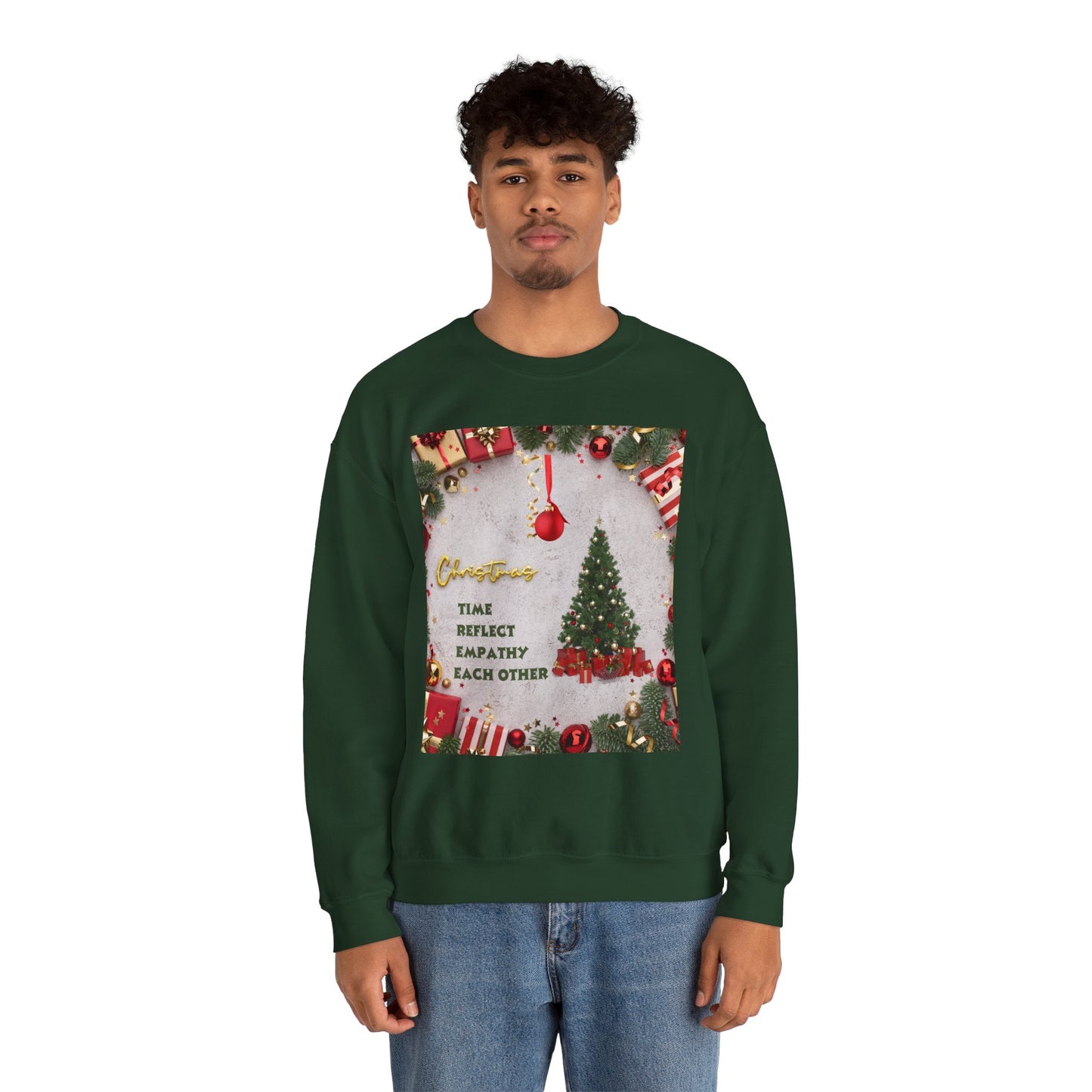 Cozy Christmas Sweatshirt - Reflect Empathy & Be A New You, Holiday Gift, Winter Fashion, Christmas Celebration, Unisex Crewneck