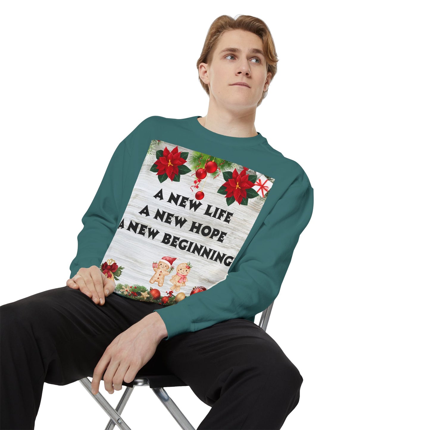 Cozy Holiday Sweatshirt - A New Life, New Hope, New Beginning, Christmas Gift, Unisex Apparel, Festive Wear, Winter Fashion