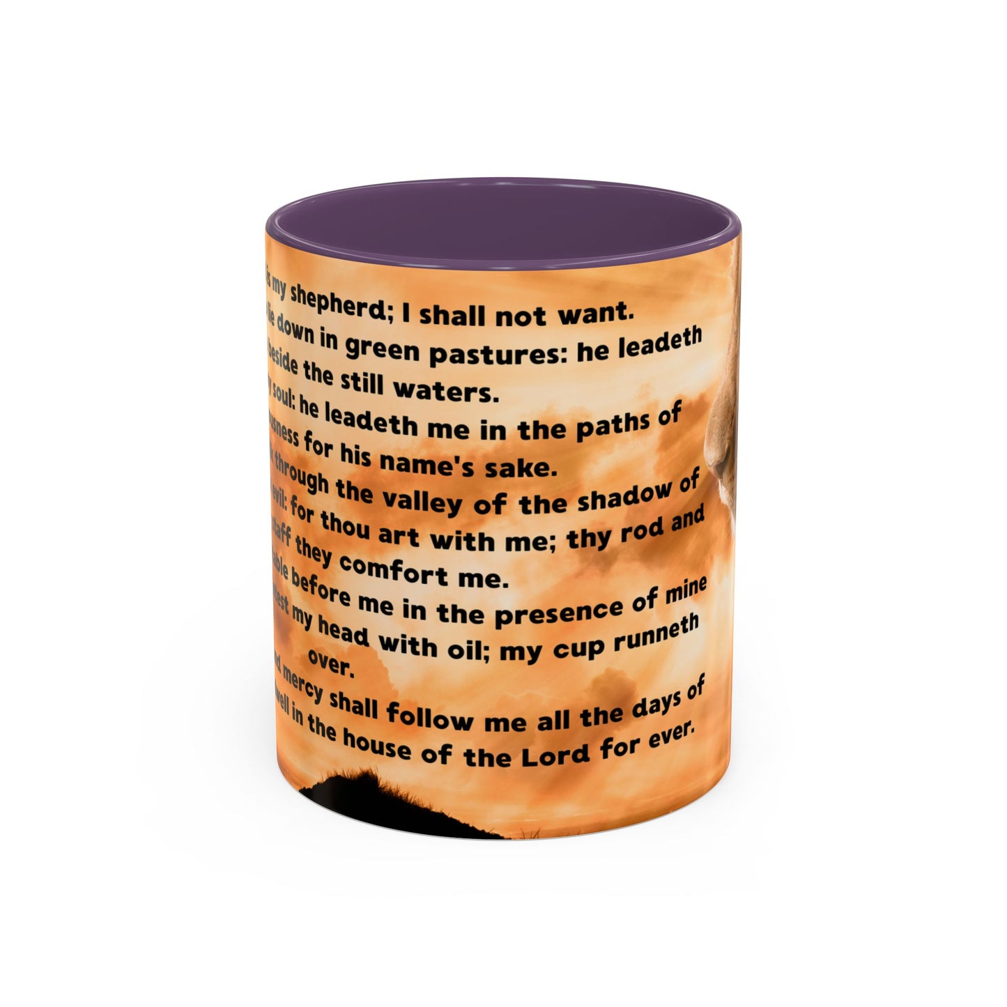 PSALM 23 Inspirational Coffee Mug with Lion Design, Spiritual Gift for Her, Housewarming Present, Faith-Based Kitchen Decor