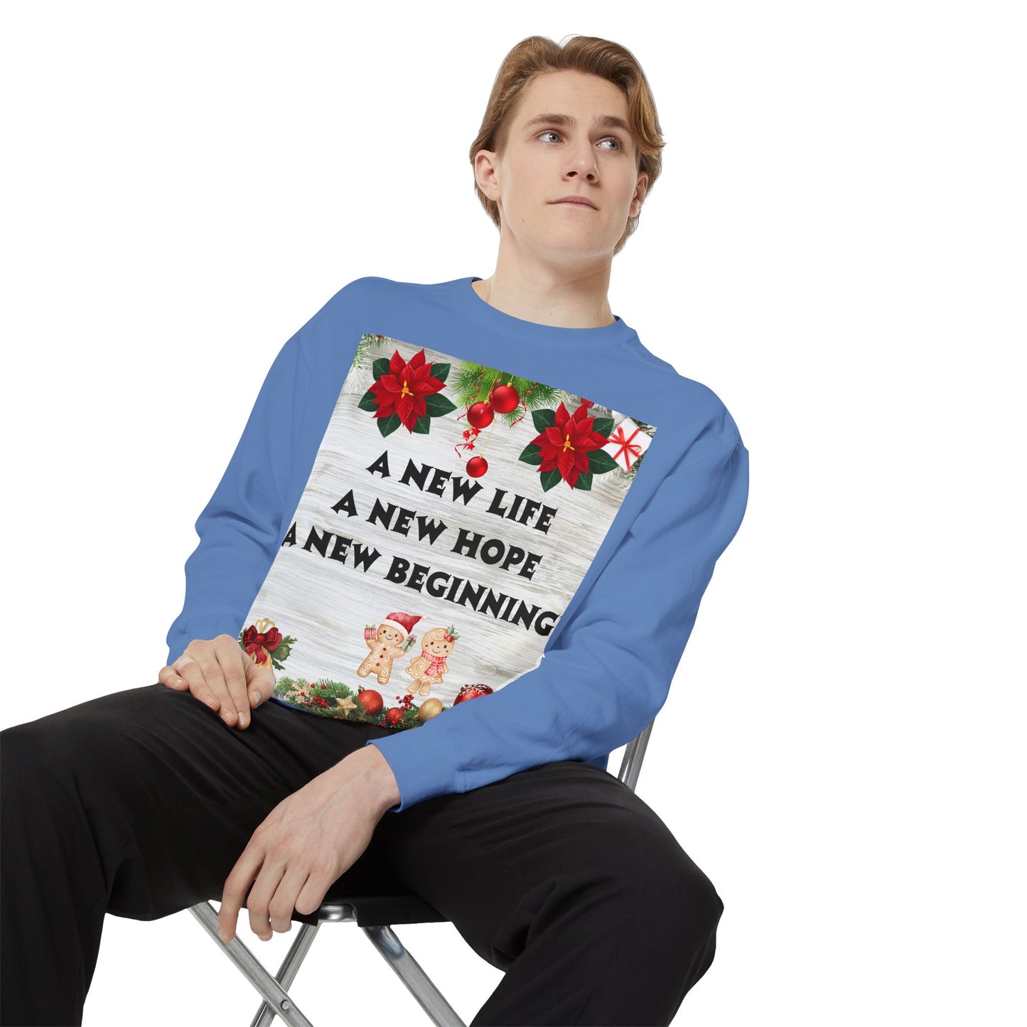 Cozy Holiday Sweatshirt - A New Life, New Hope, New Beginning, Christmas Gift, Unisex Apparel, Festive Wear, Winter Fashion