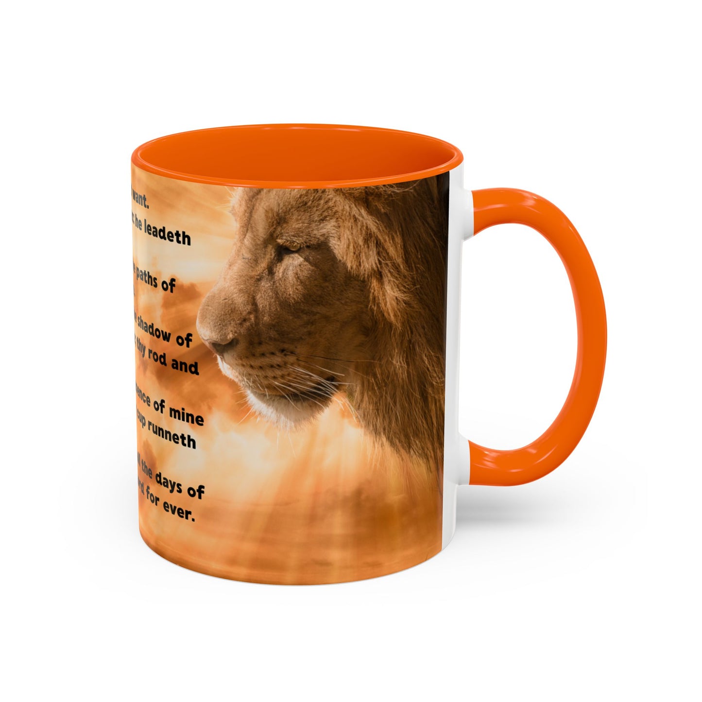 PSALM 23 Inspirational Coffee Mug with Lion Design, Spiritual Gift for Her, Housewarming Present, Faith-Based Kitchen Decor