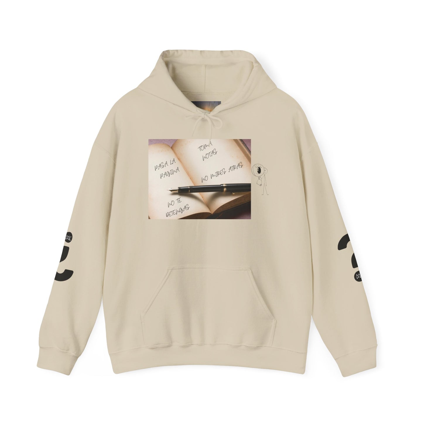 PASA LA PAGINA Inspirational Unisex Hoodie, Motivational Sweatshirt, Cozy Gift for Students, Printable Hoodie, Note-Taking Style
