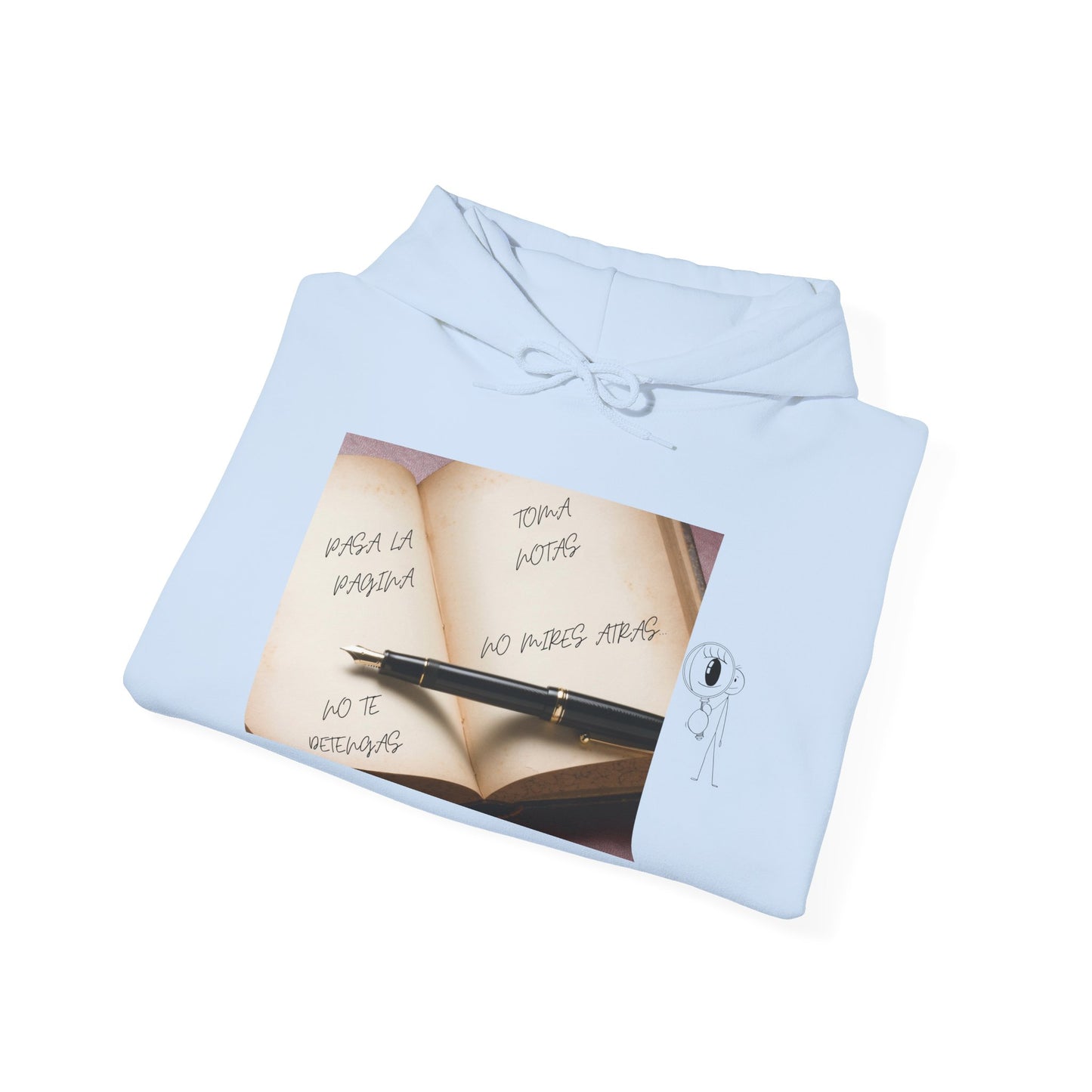 PASA LA PAGINA Inspirational Unisex Hoodie, Motivational Sweatshirt, Cozy Gift for Students, Printable Hoodie, Note-Taking Style
