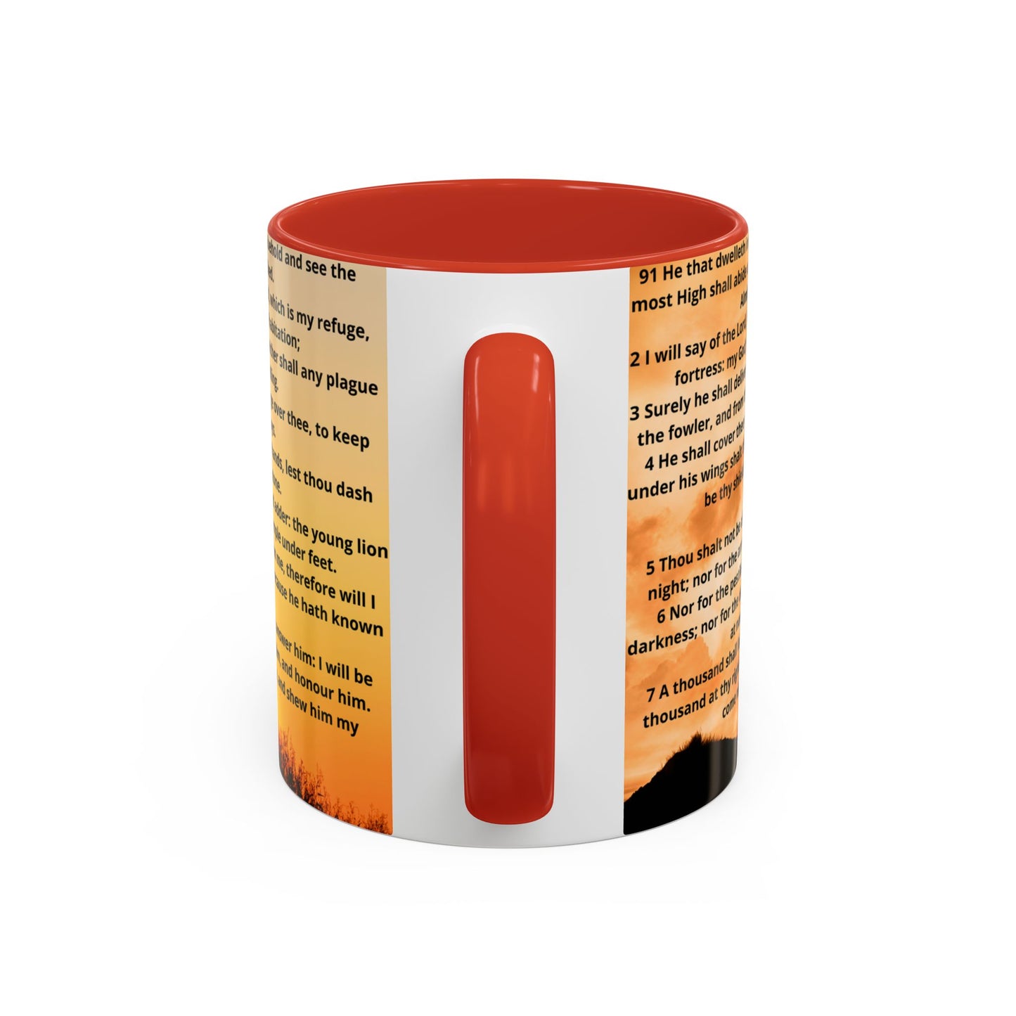 PSALM 91 Inspirational Lion Accent Coffee Mug | Motivational Gift, Scripture Mug, Unique Home Decor, Faith-Based Coffee Cup, Lion Design