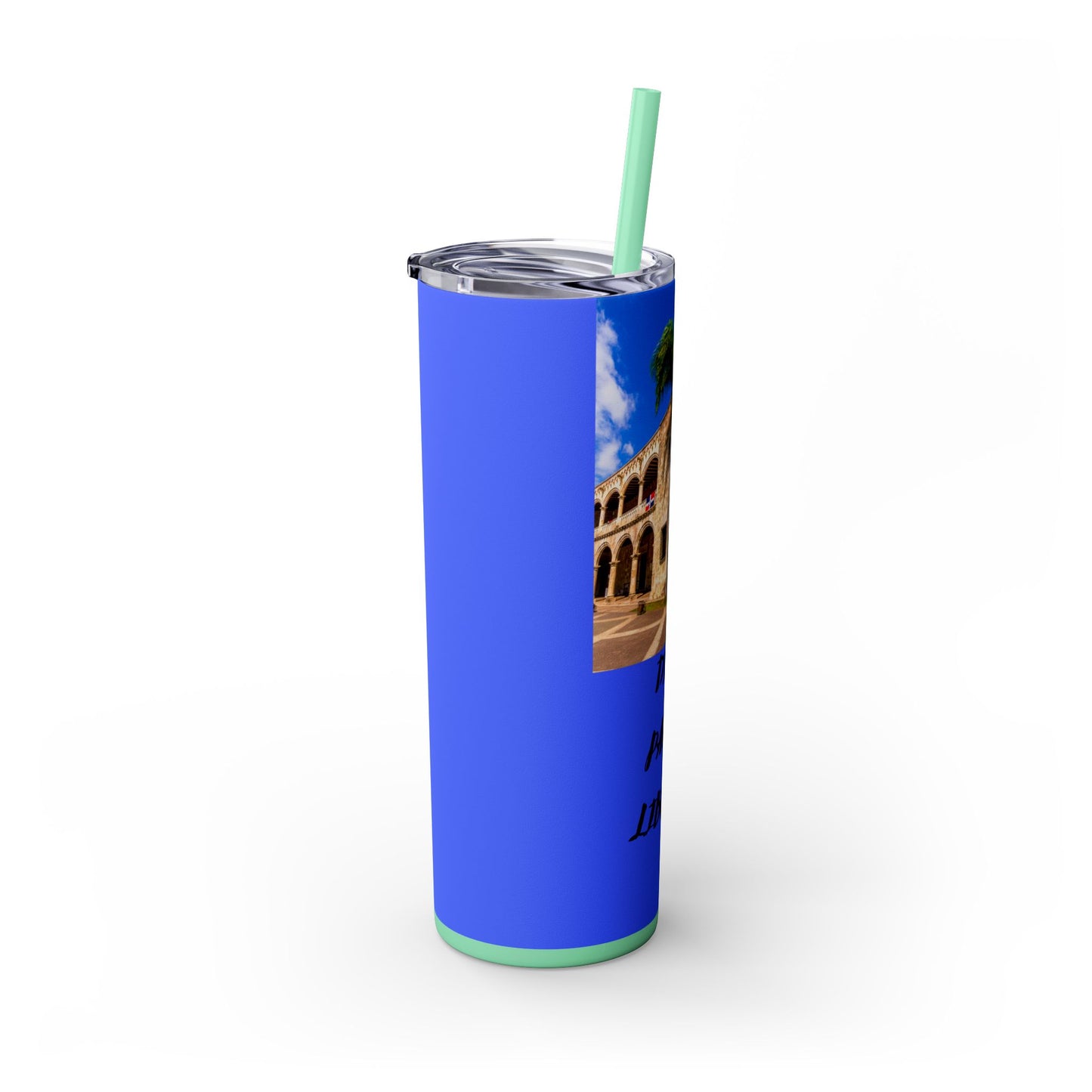 DOMINICAN REPUBLIC Vibrant Travel Tumbler, 20oz Skinny Tumbler with Straw - Perfect for Summer Adventures, Vacation, Gifts, Customizable