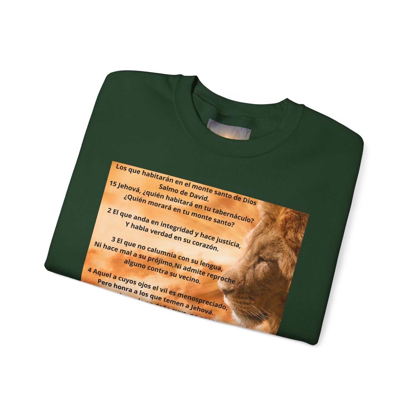 SALMO 15 Lion Crewneck Sweatshirt | Motivational Gift for Animal Lovers, Cozy Casual Wear, Birthday, Christmas