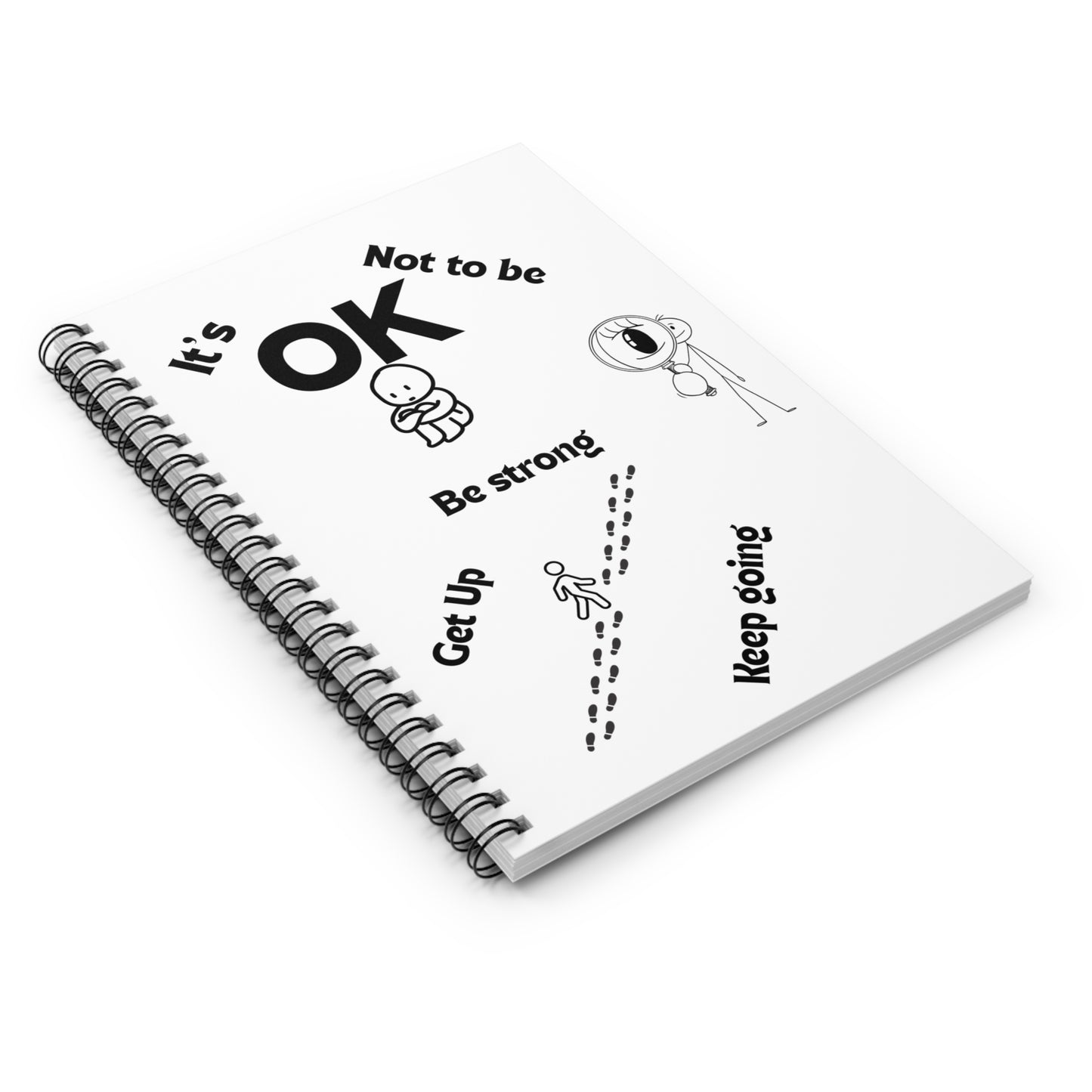 IT'S OK Inspirational Spiral Notebook with Motivational Quotes, Journal for Self-Discovery, Gift for Students, Be Strong, Quotes Notebook