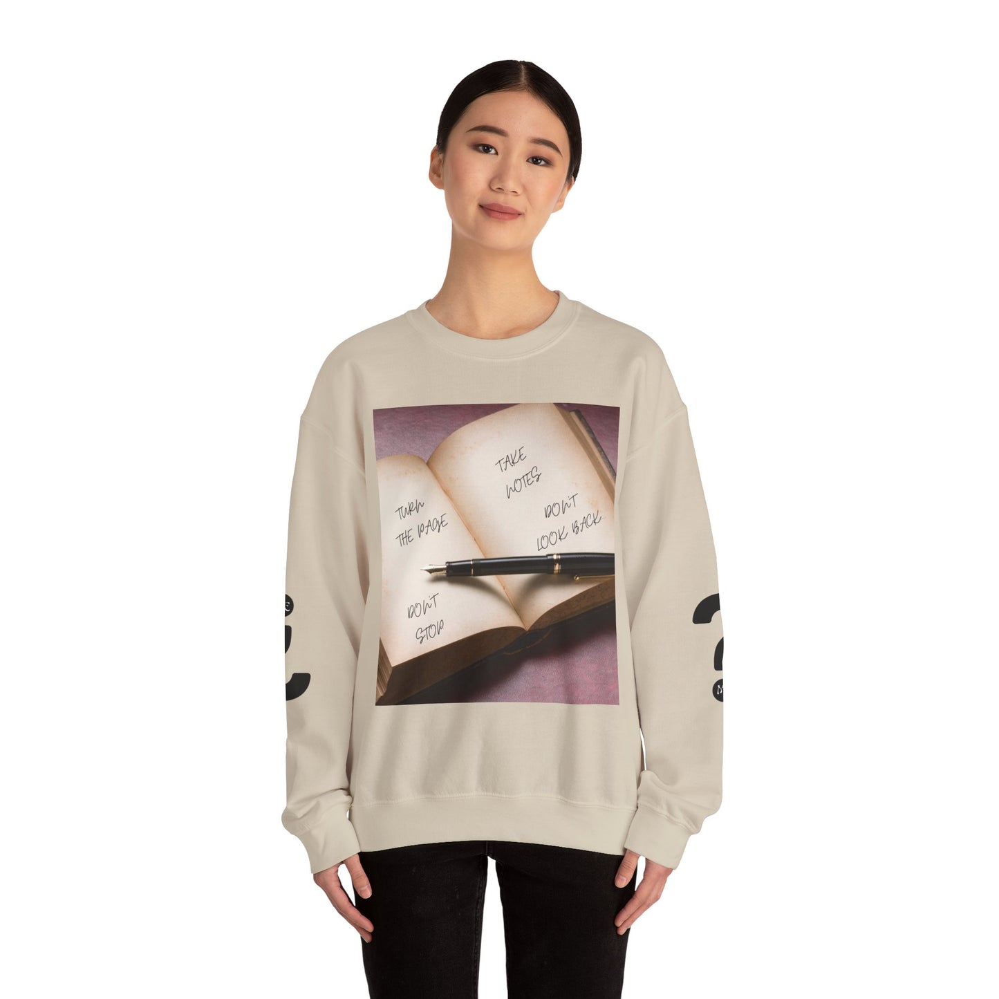 TURN THE PAGE Inspirational Sweatshirt for Note-Takers, Cozy Crewneck, Motivational Gift, Book Lovers, Back-to-School Apparel