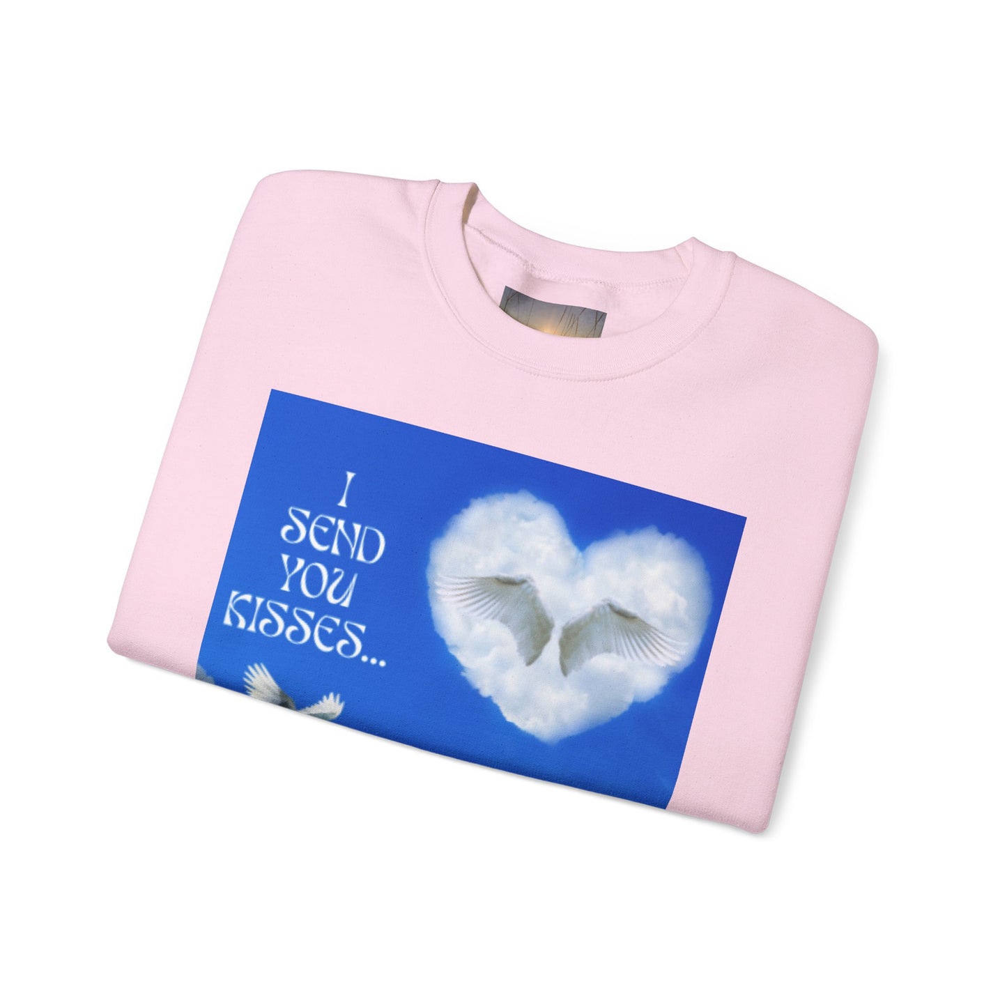 I SEND YOU KISSES Sky Heart Sweatshirt - I Send You Kisses, Cozy Gift for Loved Ones, Unisex Crewneck for Any Occasion, Valentine's Day Apparel, Cloud Print